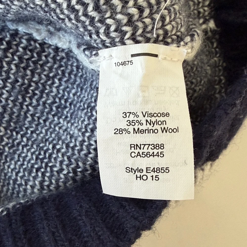 J.CREW ski sweater size XL blue white merino wool crewneck
